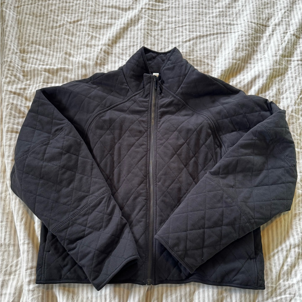 Lululemon Athletica Black Quilted Bomber Jacket